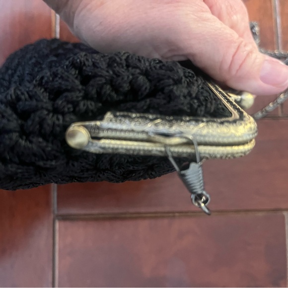 Elegant Black Crochet Shoulder Bag - Picture 6 of 7